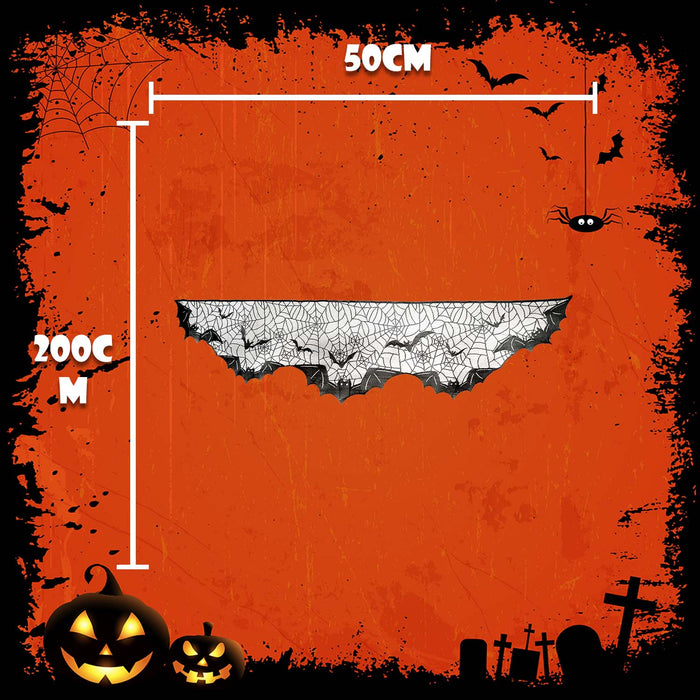 Halloween Bat Cobweb Mantel Piece Runner | Party Accessories | Black