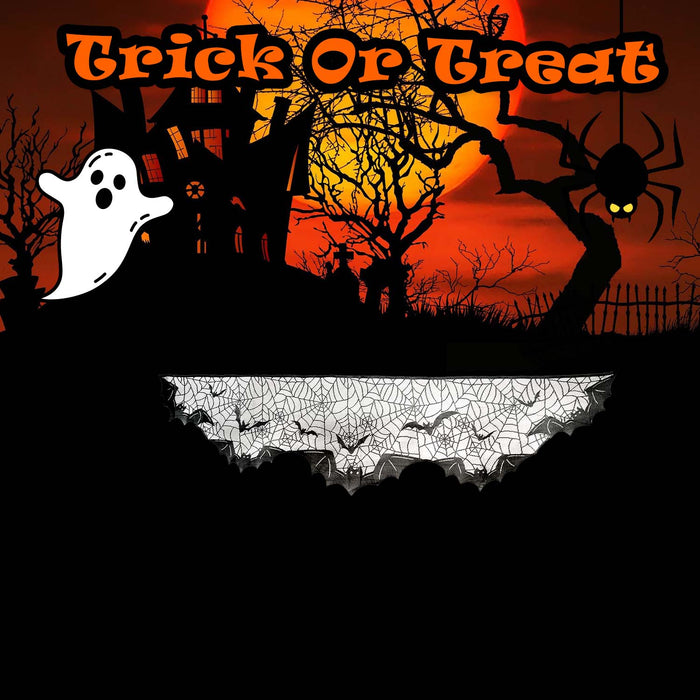 Halloween Bat Cobweb Mantel Piece Runner | Party Accessories | Black