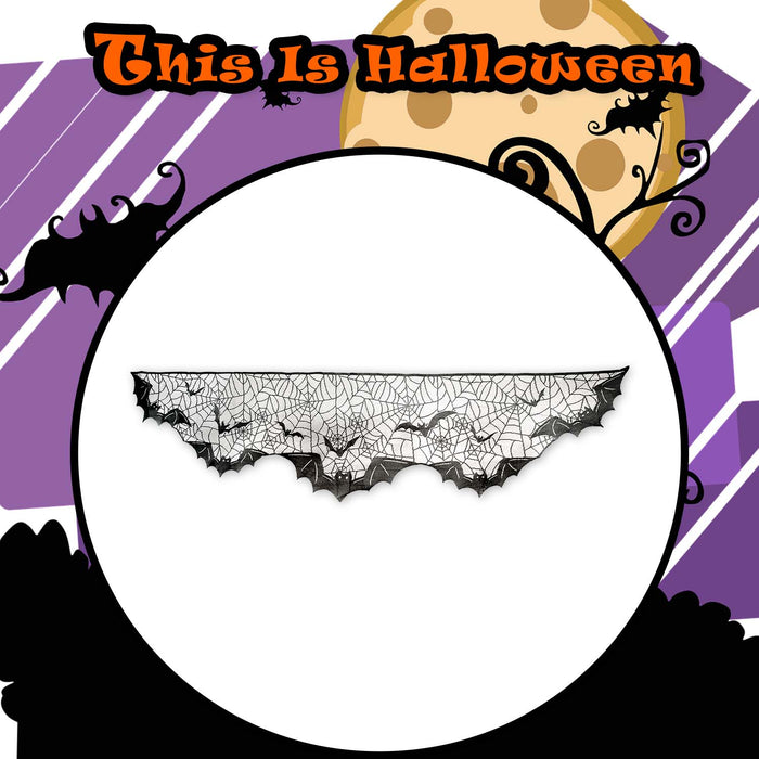 Halloween Bat Cobweb Mantel Piece Runner | Party Accessories | Black