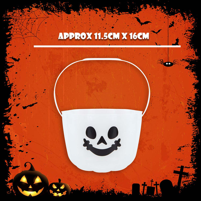 Halloween Candy Bucket Glow In The Dark Sweet Bucket Trick or Treat Party  White