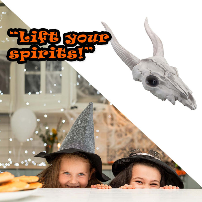 Halloween Goats Head Decoration with LED Eyes Trick or Treat Party White
