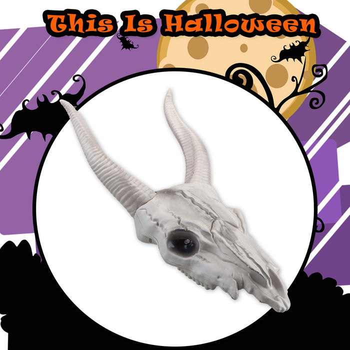 Halloween Goats Head Decoration with LED Eyes Trick or Treat Party White
