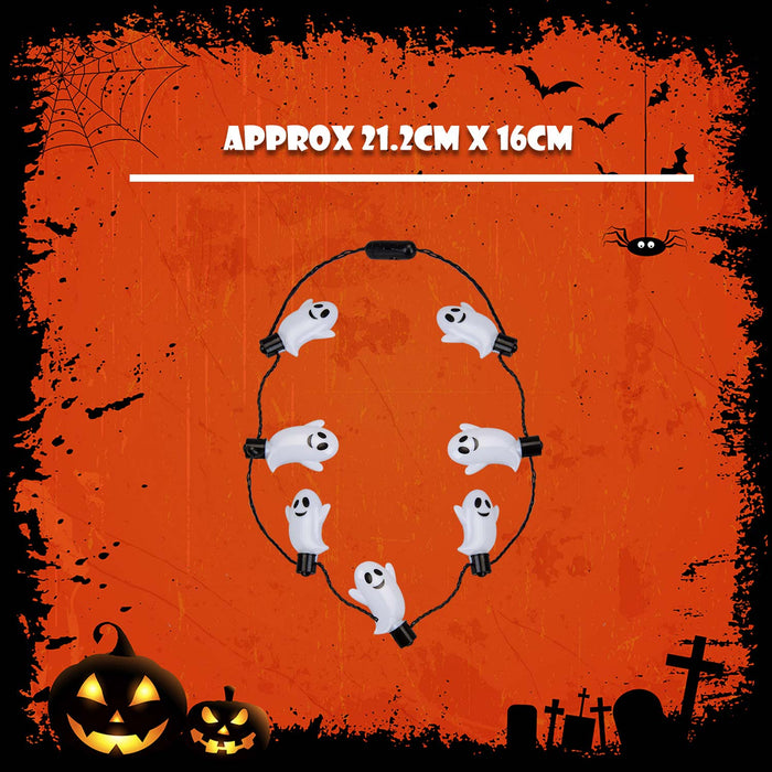 Halloween Ghost Necklace with LED Light Up Trick or Treat Party  White