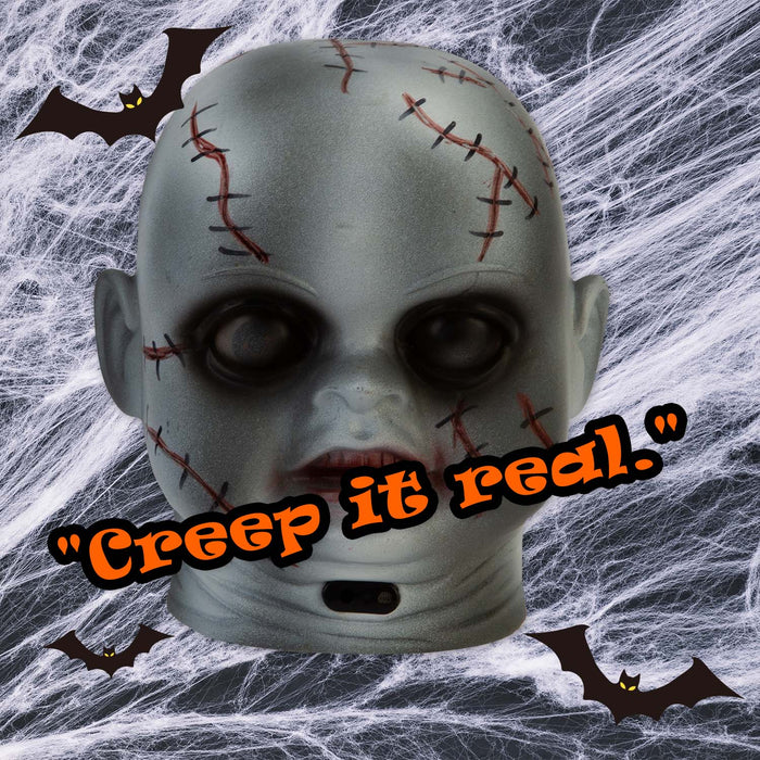 Halloween Scary Baby Head With Lights | Party Decoration | White