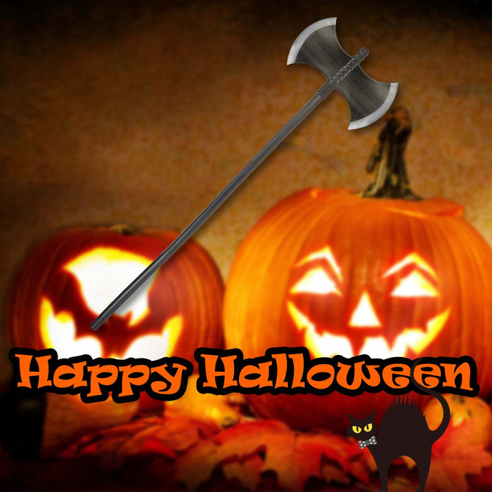 Halloween Double Headed Axe Prop | Party Accessories Decoration | Grey