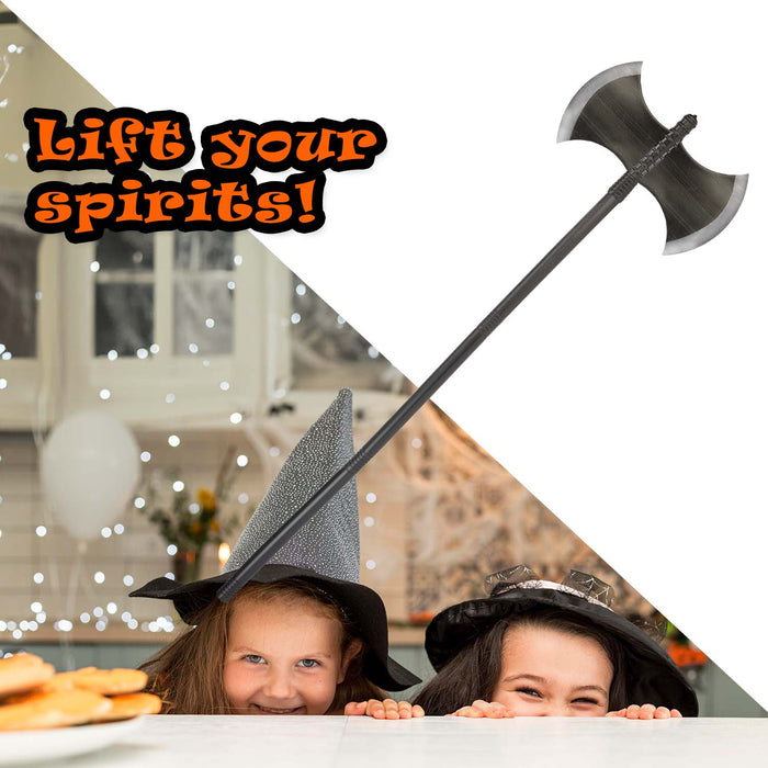 Halloween Double Headed Axe Prop | Party Accessories Decoration | Grey
