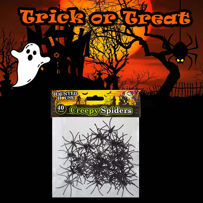 Halloween Spiders Decoration Trick or Treat Party Pack of 40 3.5cm x3.5cm  Black