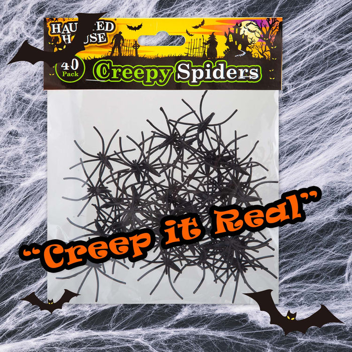 Halloween Spiders Decoration Trick or Treat Party Pack of 40 3.5cm x3.5cm  Black