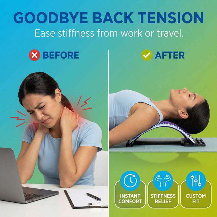 Back Stretcher /Posture Supporter Adjustable 38cm x 25cm White X 1