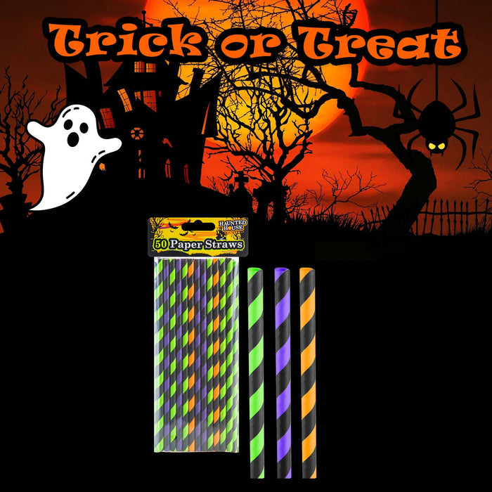 Halloween Paper Straws 50 Pack Trick or Treat Party of