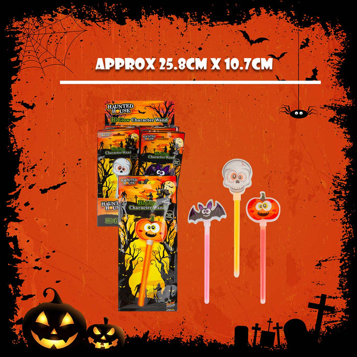 Halloween Glow Stick Wand Pumpkin-Skull-Bat, 1 Piece Mystery Bag 17cm MultiColour