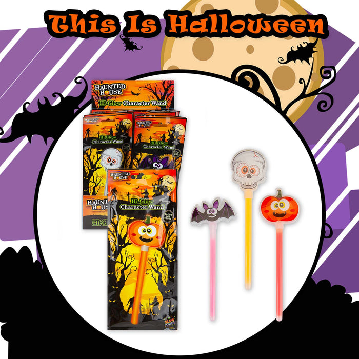 Halloween Glow Stick Wand Pumpkin-Skull-Bat, 1 Piece Mystery Bag Party 17cm MultiColour