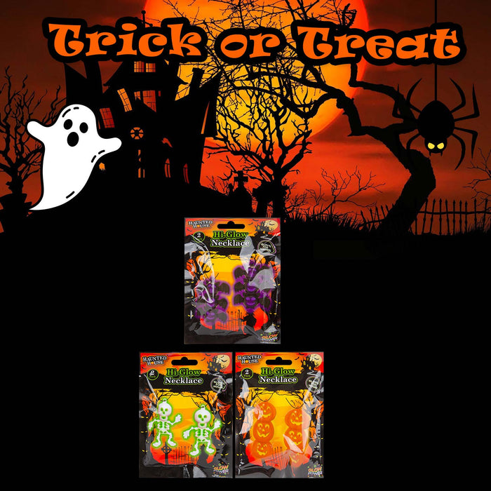 Halloween Glow Stick Necklace Pumpkin-Skull-Bat-1 Piece Mystery Bag