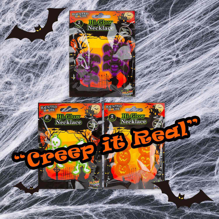Halloween Glow Stick Necklace Pumpkin-Skull-Bat-1 Piece Mystery Bag