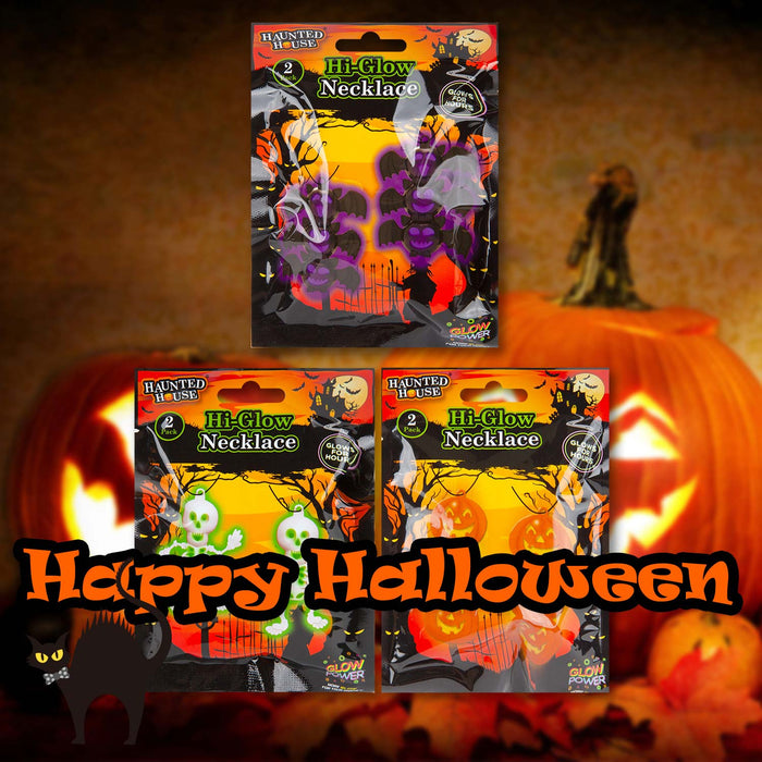 Halloween Glow Stick Necklace Pumpkin-Skull-Bat-1 Piece Mystery Bag