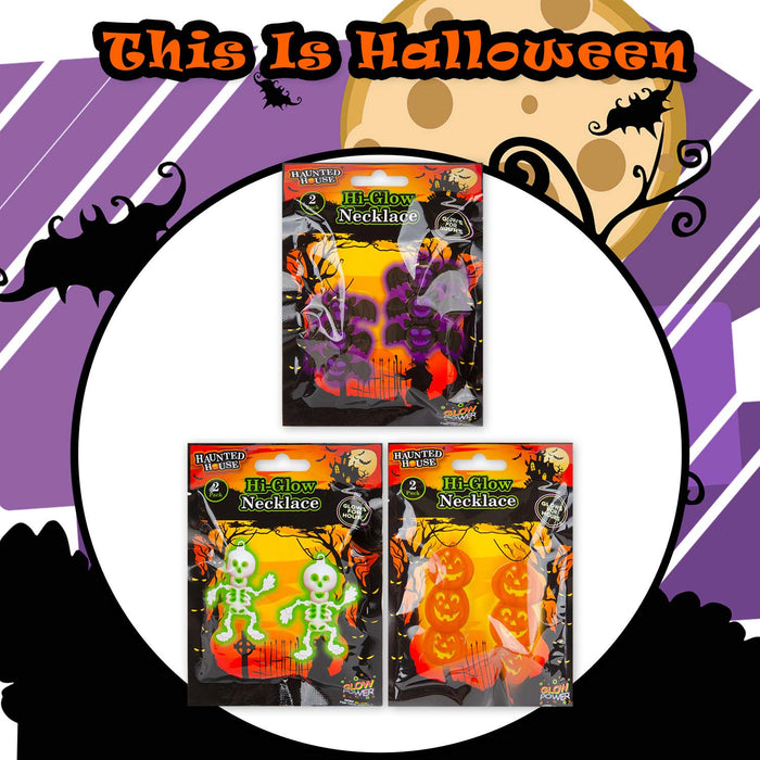 Halloween Glow Stick Necklace Pumpkin-Skull-Bat-1 Piece Mystery Bag Party MultiColour