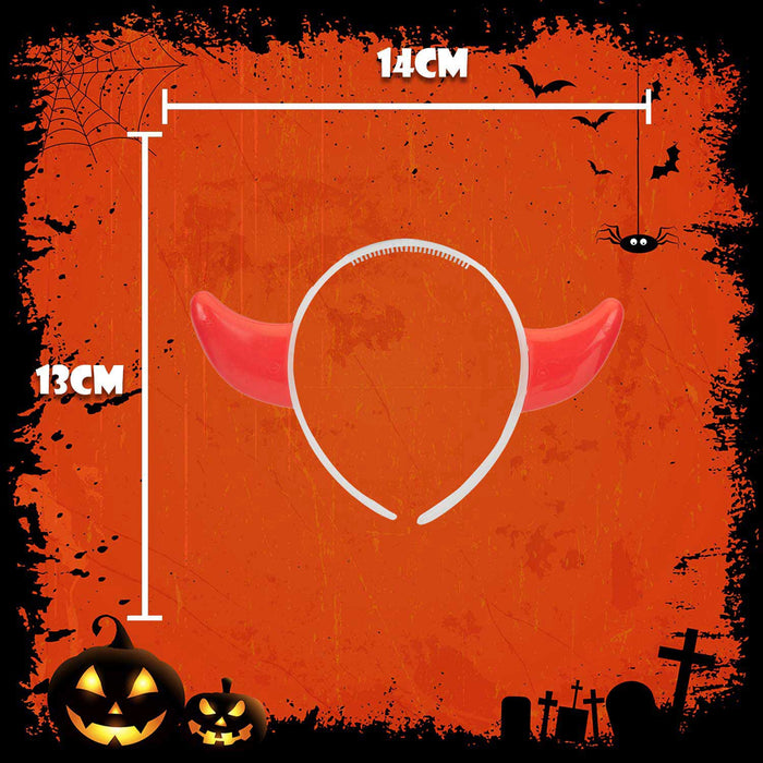 Glowing Devil Horn Headband Halloween Fancy Dress 13cm x 14cm Red X 1