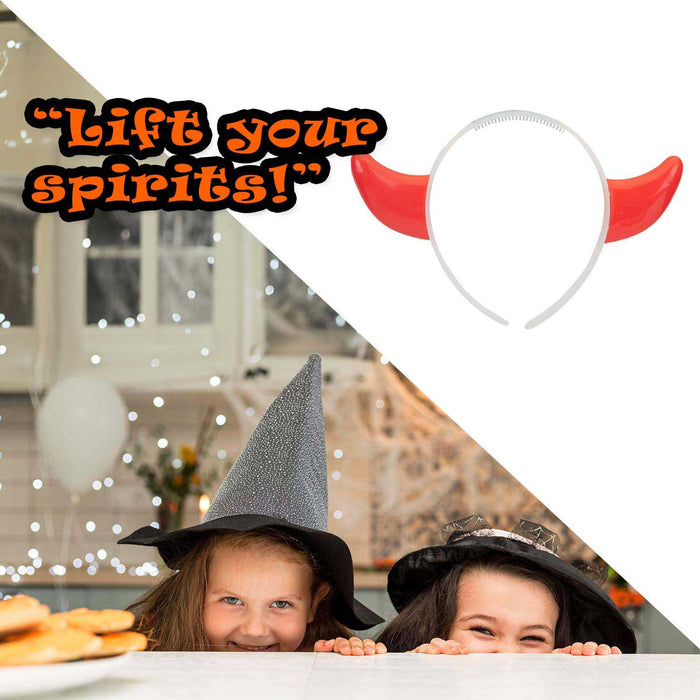 Glowing Devil Horn Headband Halloween Fancy Dress 13cm x 14cm Red X 1