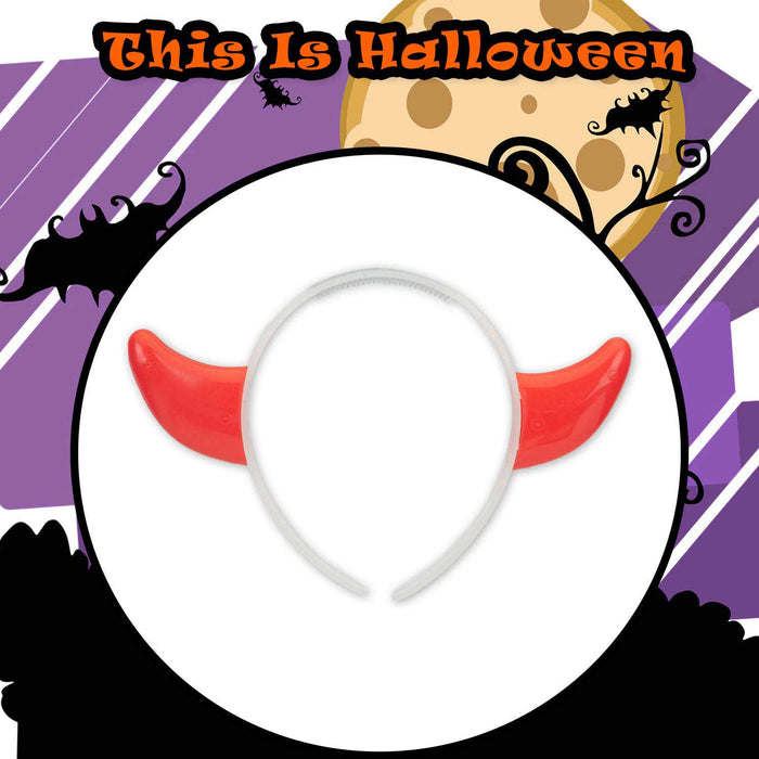 Glowing Devil Horn Headband Halloween Fancy Dress 13cm x 14cm Red X 1