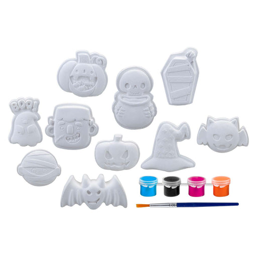 Halloween Decorations Craft Kit Pack of 10 Designs 6 x Paints, 1 x Brush  White