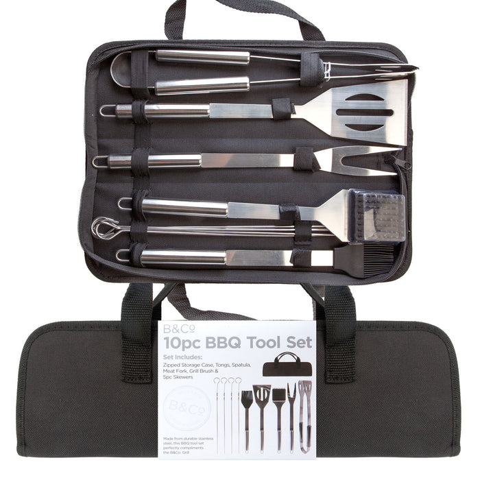 10 Piece BBQ Set With Carry Case - B&Co