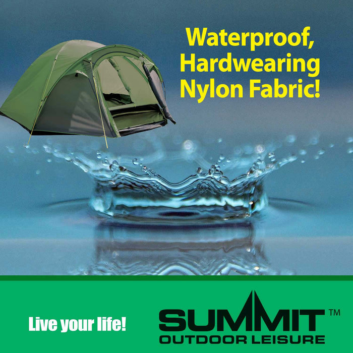 Green Four Person Tent Double Skin Dome-Summit, Camping, Holiday