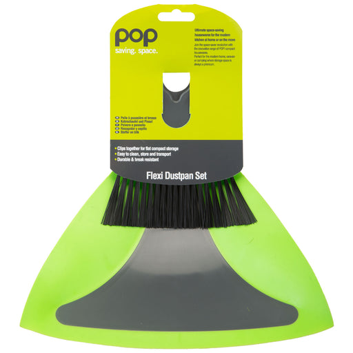 Pop Green Dustpan & Brush Flexi Set