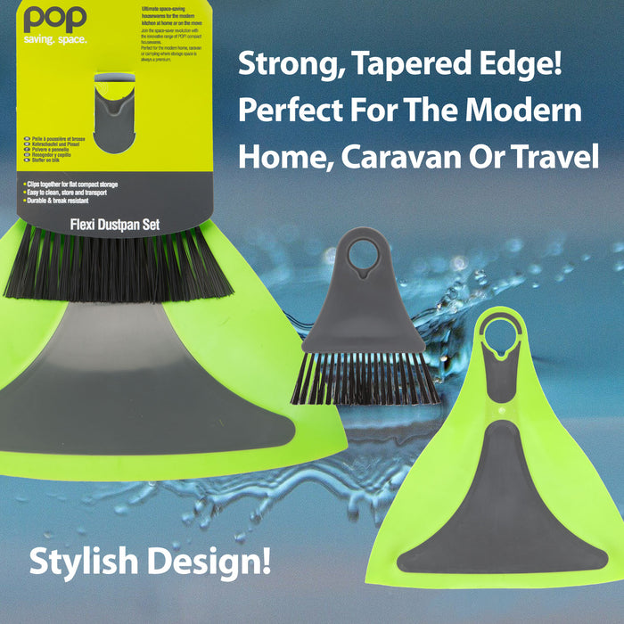 Pop Green Dustpan & Brush Flexi Set