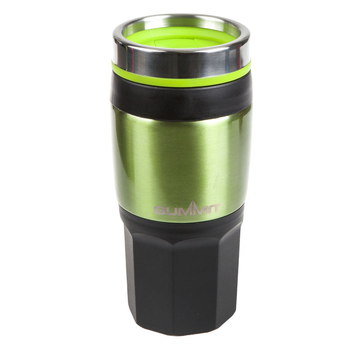 Green 400ml Travel Mug Insulated Metallic Cup - Outdoor Leisure