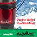 Red 400ml Travel Mug Insulated Metallic Cup - Outdoor Leisure