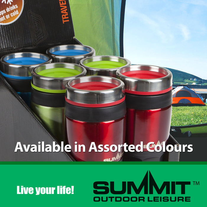 Blue 400ml Travel Mug Insulated Metallic Cup - Outdoor Leisure