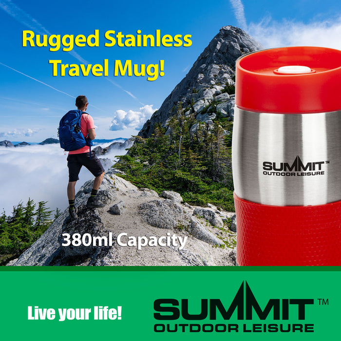 Red Double Walled Flask Travel Mug 380ml - Outdoor Leisure