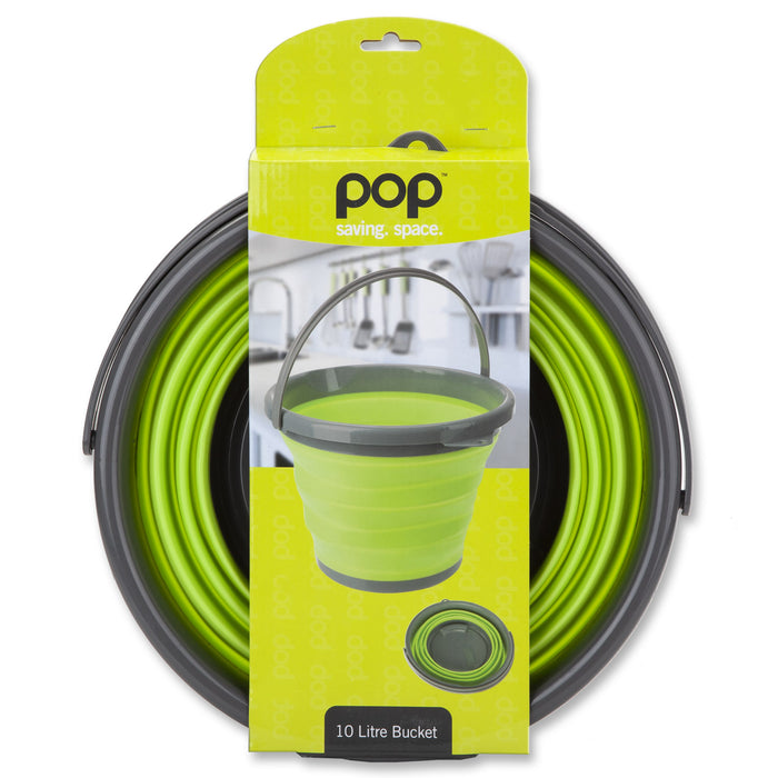 Pop Collapsible Green Bucket 10L With Handle - Summit