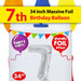 Silver Foil Number 7 Balloon 34" Metallic Party Decoration