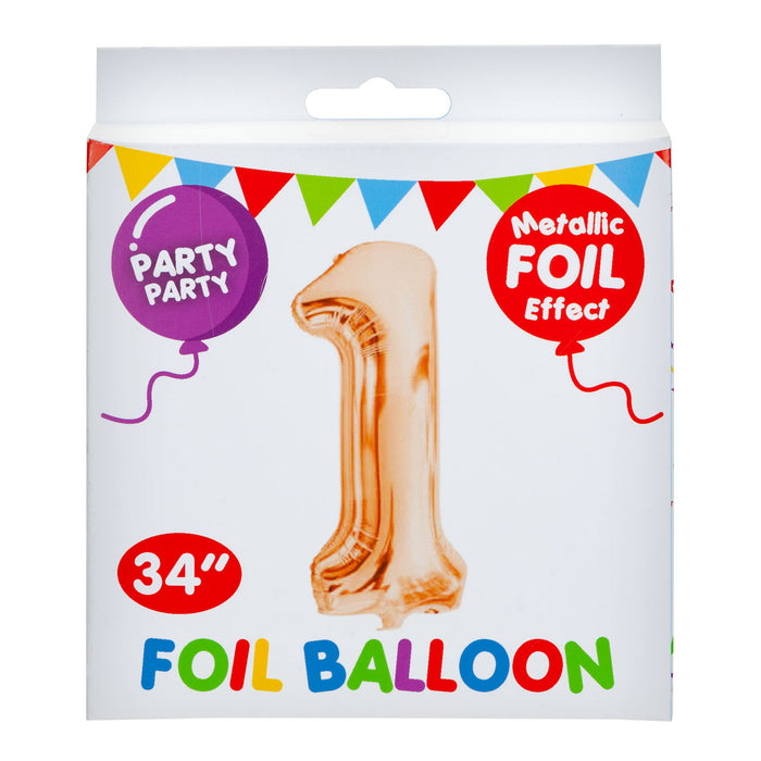 Rose Gold Foil Number 1 Balloon 34" Metallic Party Decoration