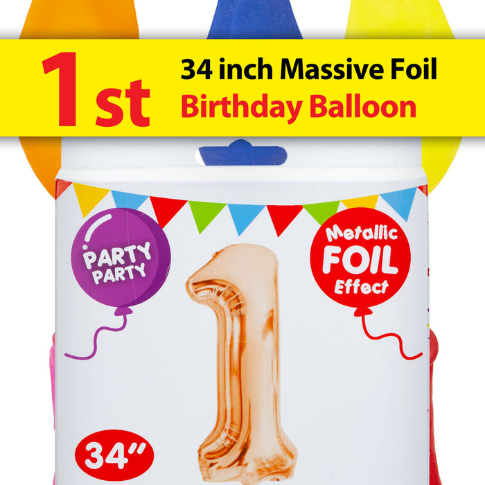 Rose Gold Foil Number 1 Balloon 34" Metallic Party Decoration