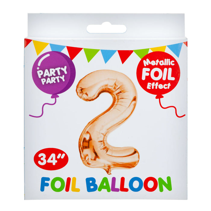 Rose Gold Foil Number 2 Balloon 34" Metallic Party Decoration