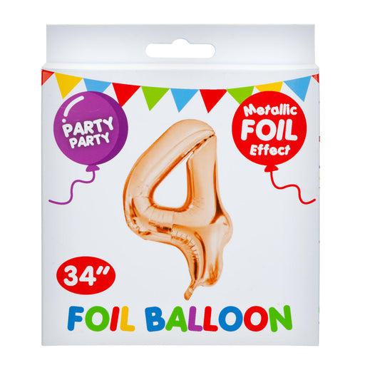 Rose Gold Foil Number 4 Balloon 34" Metallic Party Decoration