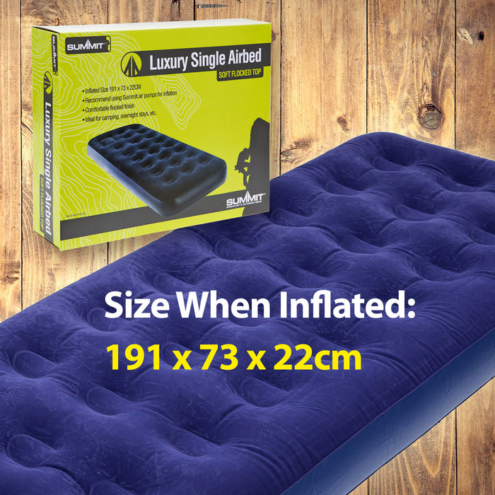 Luxury Flocked Single Airbed Camping - Outdoor Leisure