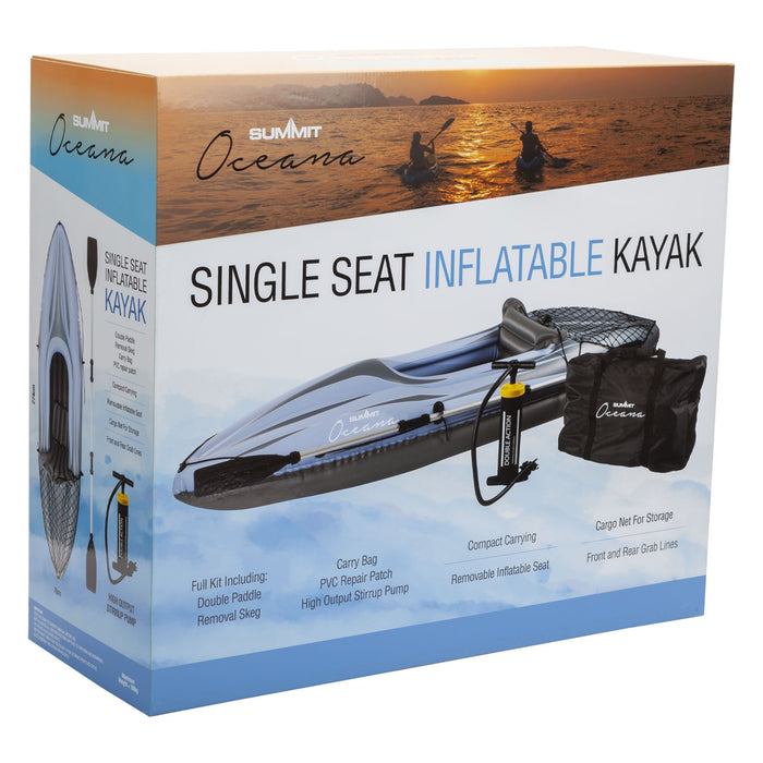 Inflatable Blue Single Kayak For One Person - Oceana