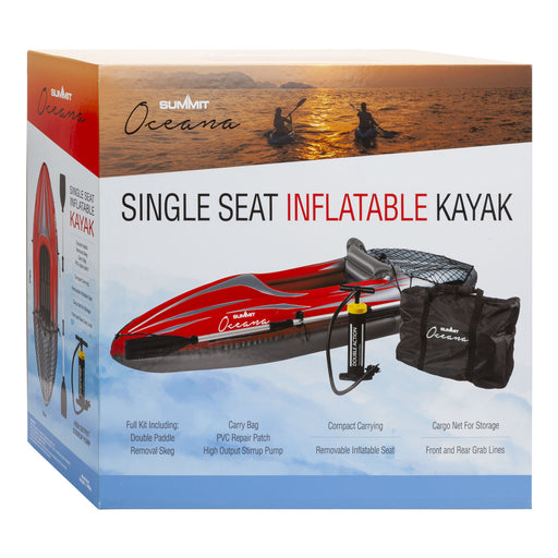 Inflatable Red Single Kayak For One Person - Oceana