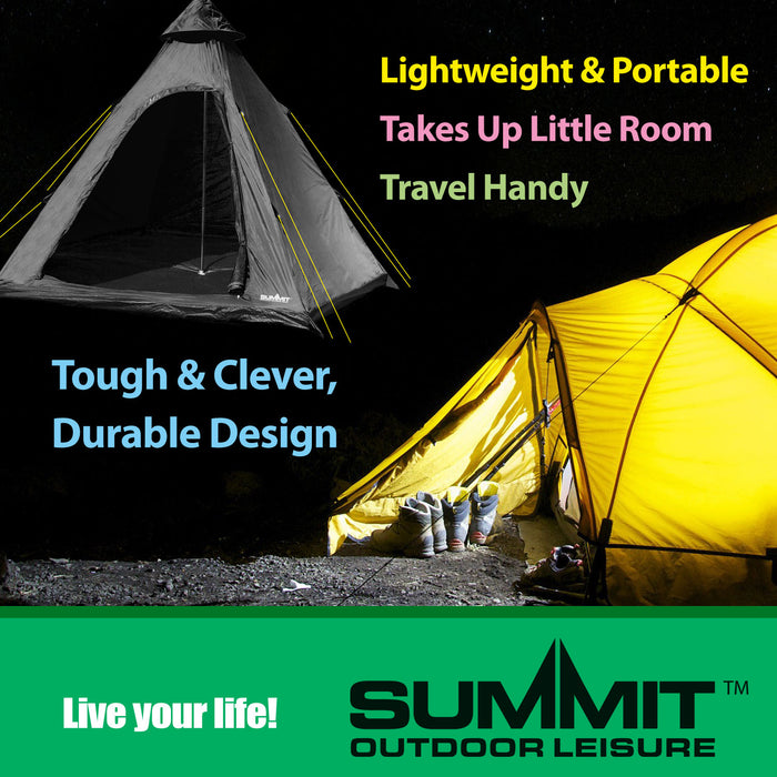 Black Four Person Tipi Tent - Summit, Camping, Holiday, Festival