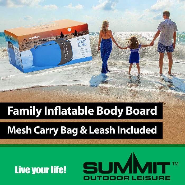 Inflatable Blue Single Bodyboard For One Person - Oceana