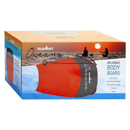 Inflatable Red Single Bodyboard For One Person - Oceana