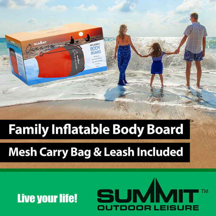 Inflatable Red Single Bodyboard For One Person - Oceana
