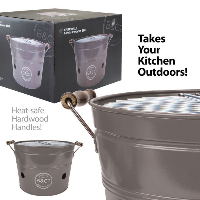 Portable Grey Bucket BBQ - Karridale