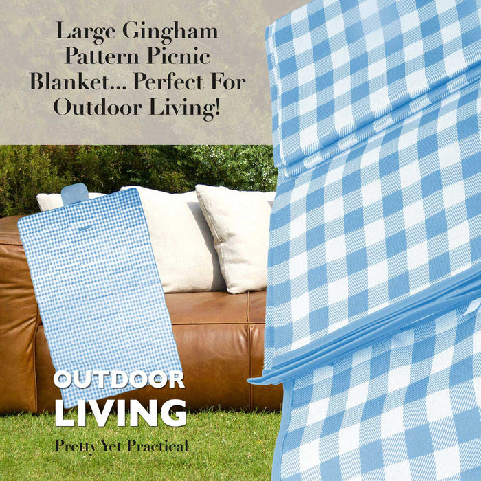 Blue Oxford Picnic Blanket - Waterproof Gingham - Summit