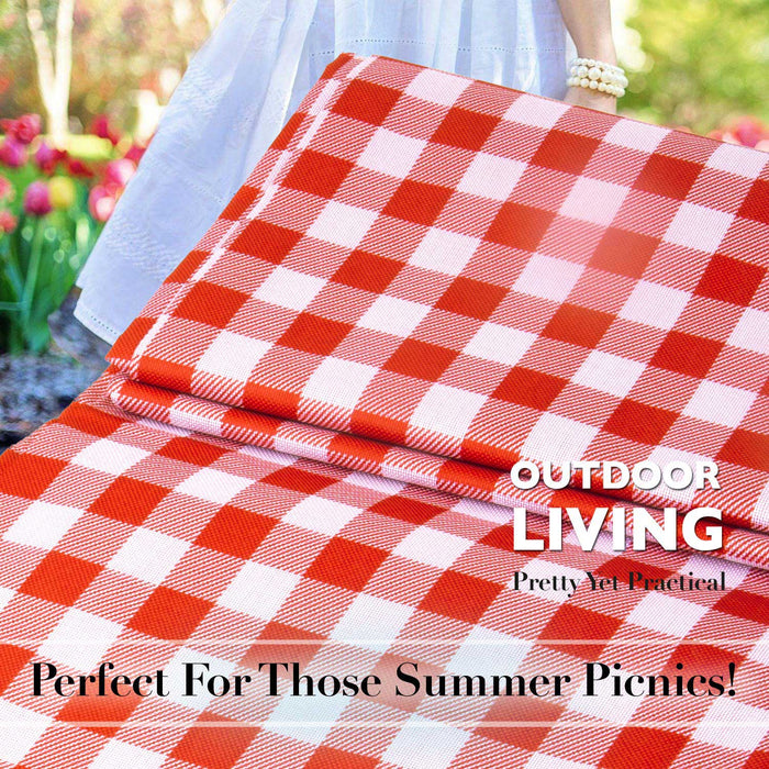 Red Oxford Picnic Blanket - Waterproof Gingham - Summit