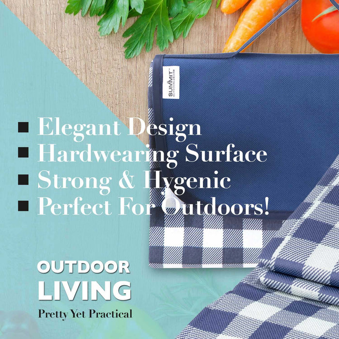 Navy Oxford Picnic Blanket - Waterproof Gingham - Summit