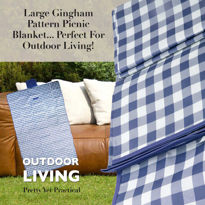 Navy Oxford Picnic Blanket - Waterproof Gingham - Summit